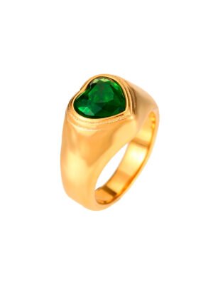 Anillo corazón Esmeralda