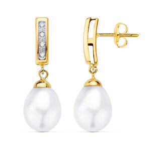 Lagrima de perla oro  18k