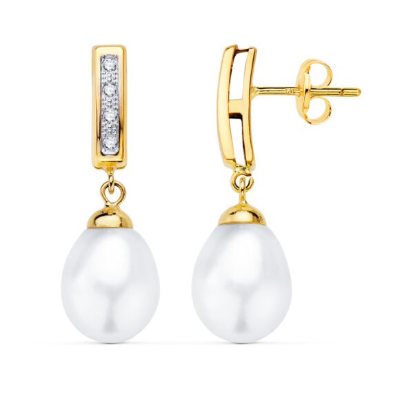 Lagrima de perla oro  18k