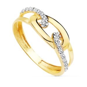 Anillo bicolor cadena 18 k