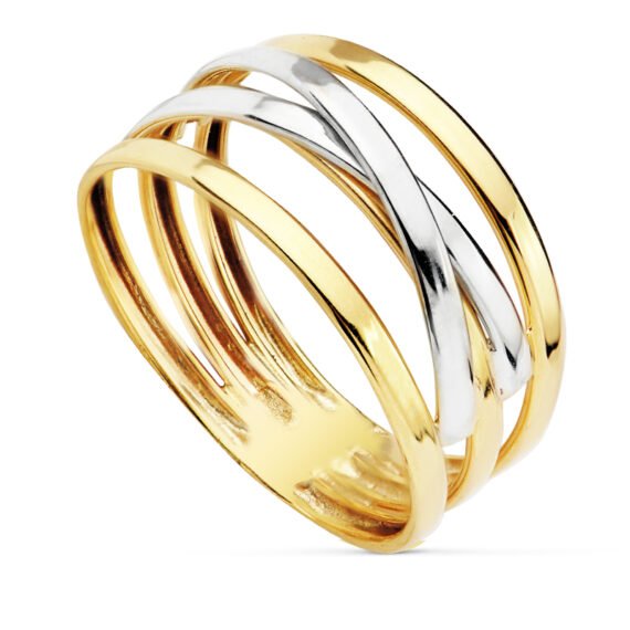 anillo bicolor oro 18 k